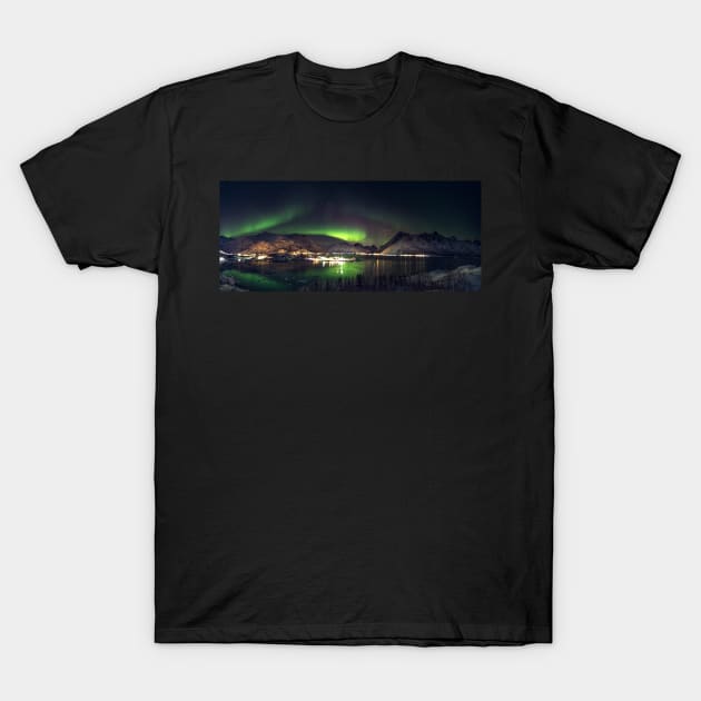 Lofoten - Aurora Borealis T-Shirt by cagiva85